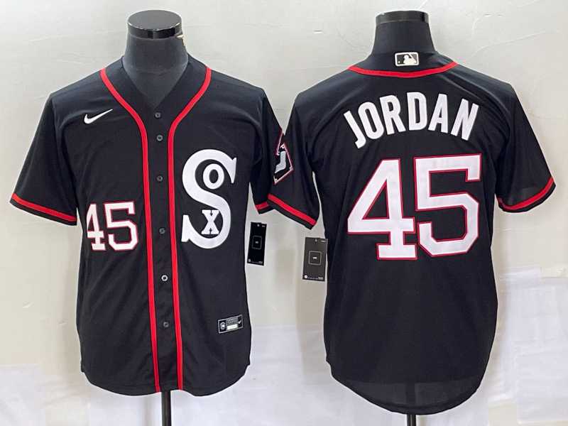 Mens Chicago White Sox #45 Michael Jordan Black Retro Stitched MLB Nike Cool Base Jersey->chicago white sox->MLB Jersey